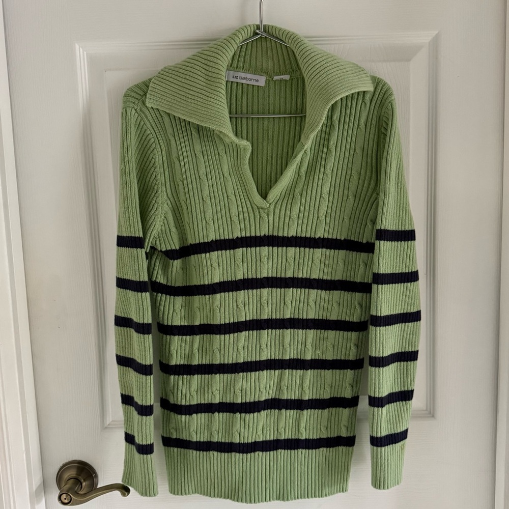 Mint & Navy Striped Pullover - Picture 2 of 5